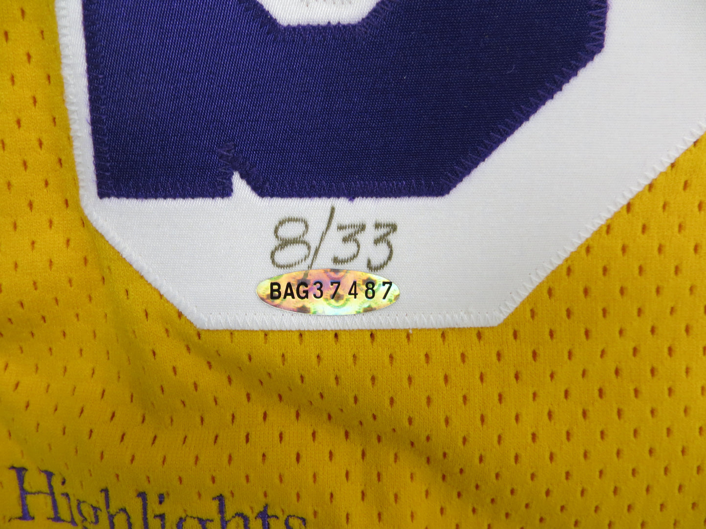 KAREEM ABDUL JABBAR SIGNED Los Angeles Lakers AUTHENTIC STAT JERSEY 8/33 UDA