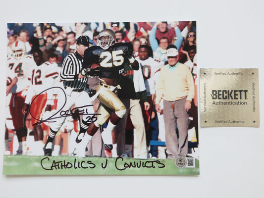 RAGHIB ROCKET ISMAIL SIGNED Notre Dame vs Miami 8x10 PHOTO wCathsvsConvicts BAS