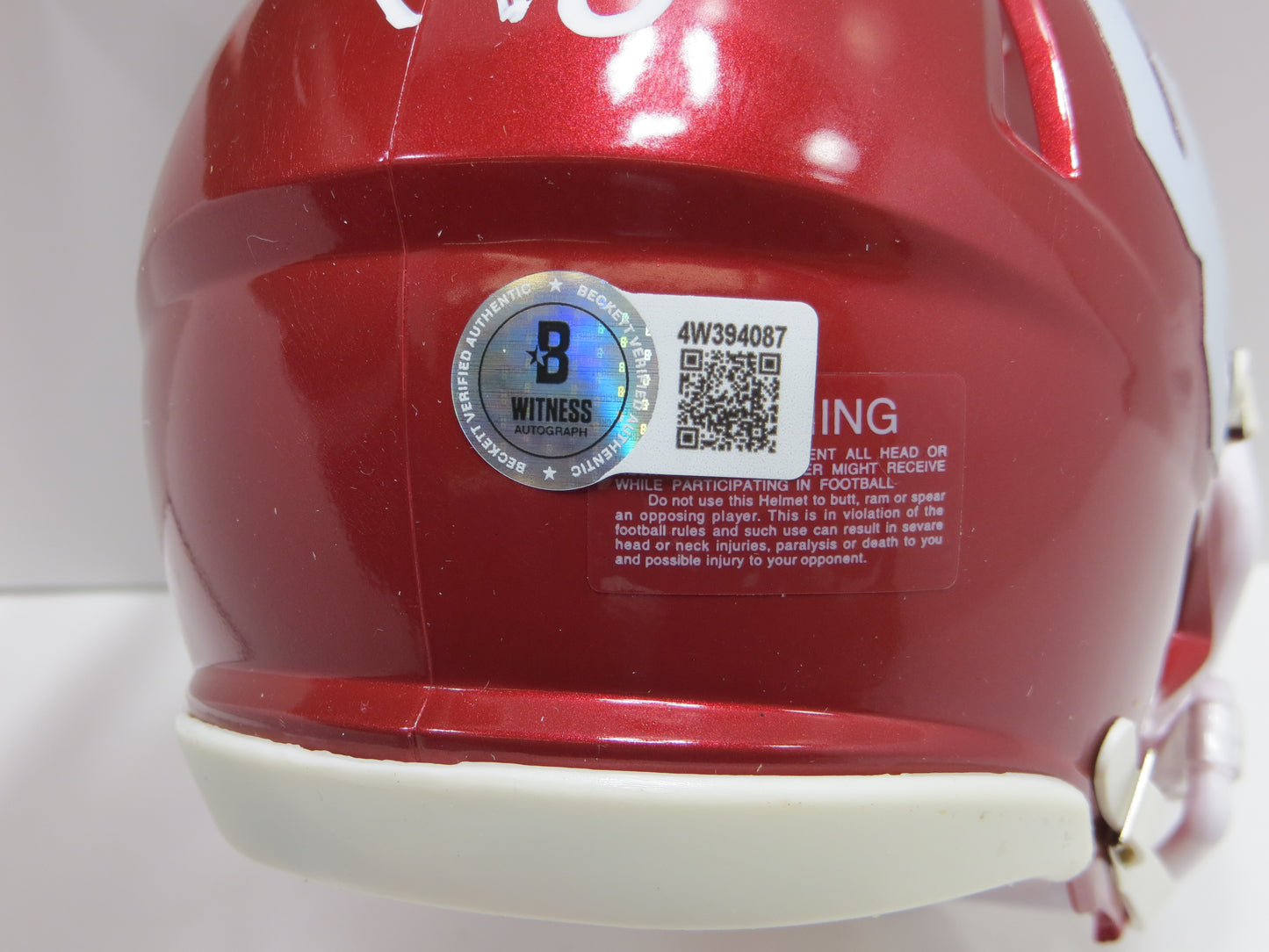 OKLAHOMA OU SOONERS HEISMAN SIGNED MINI HELMET White Sims Owens BAS