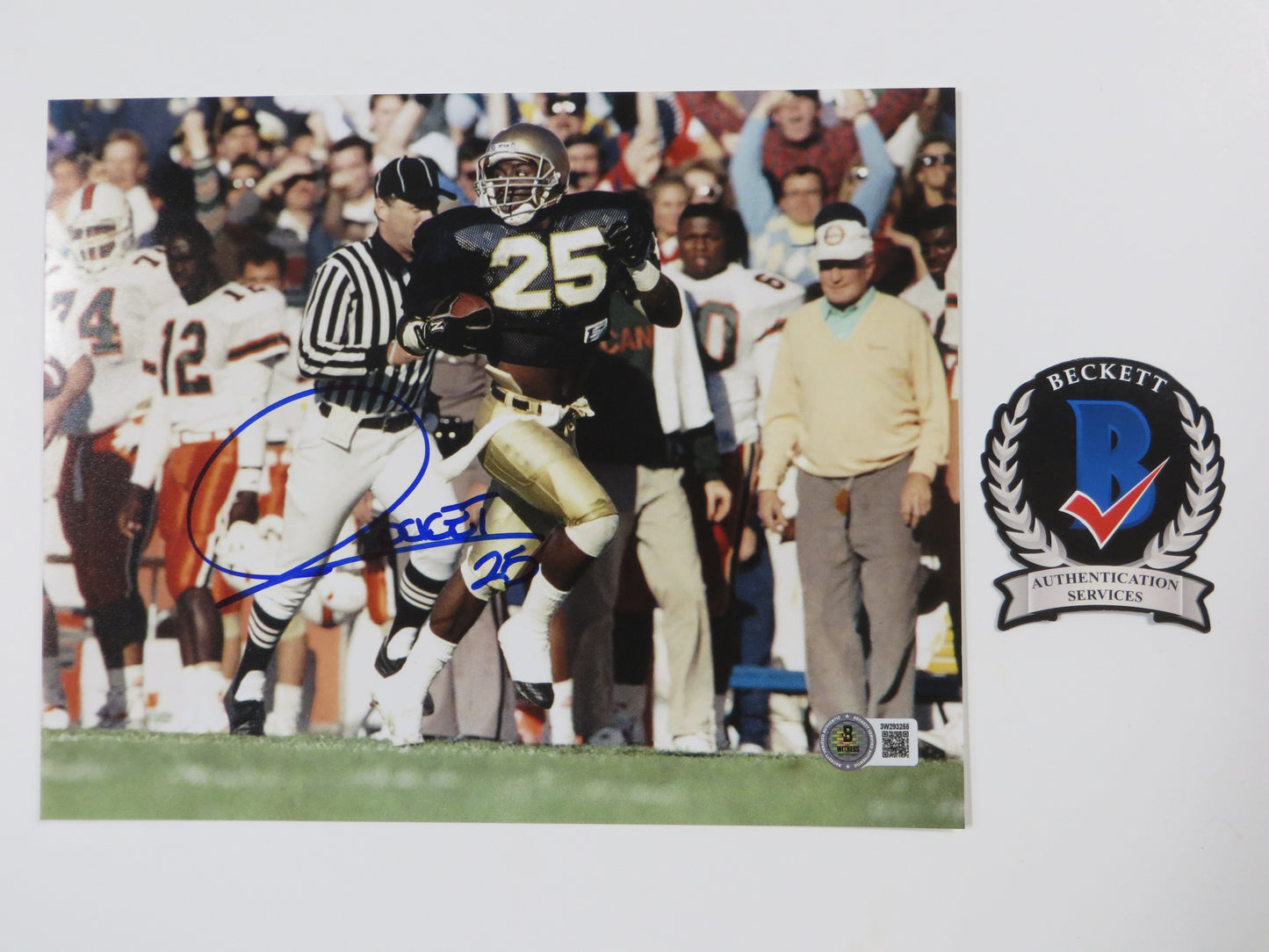 RAGHIB ROCKET ISMAIL SIGNED 8x10 NOTRE DAME IRISH vs MIAMI PHOTO BAS COA