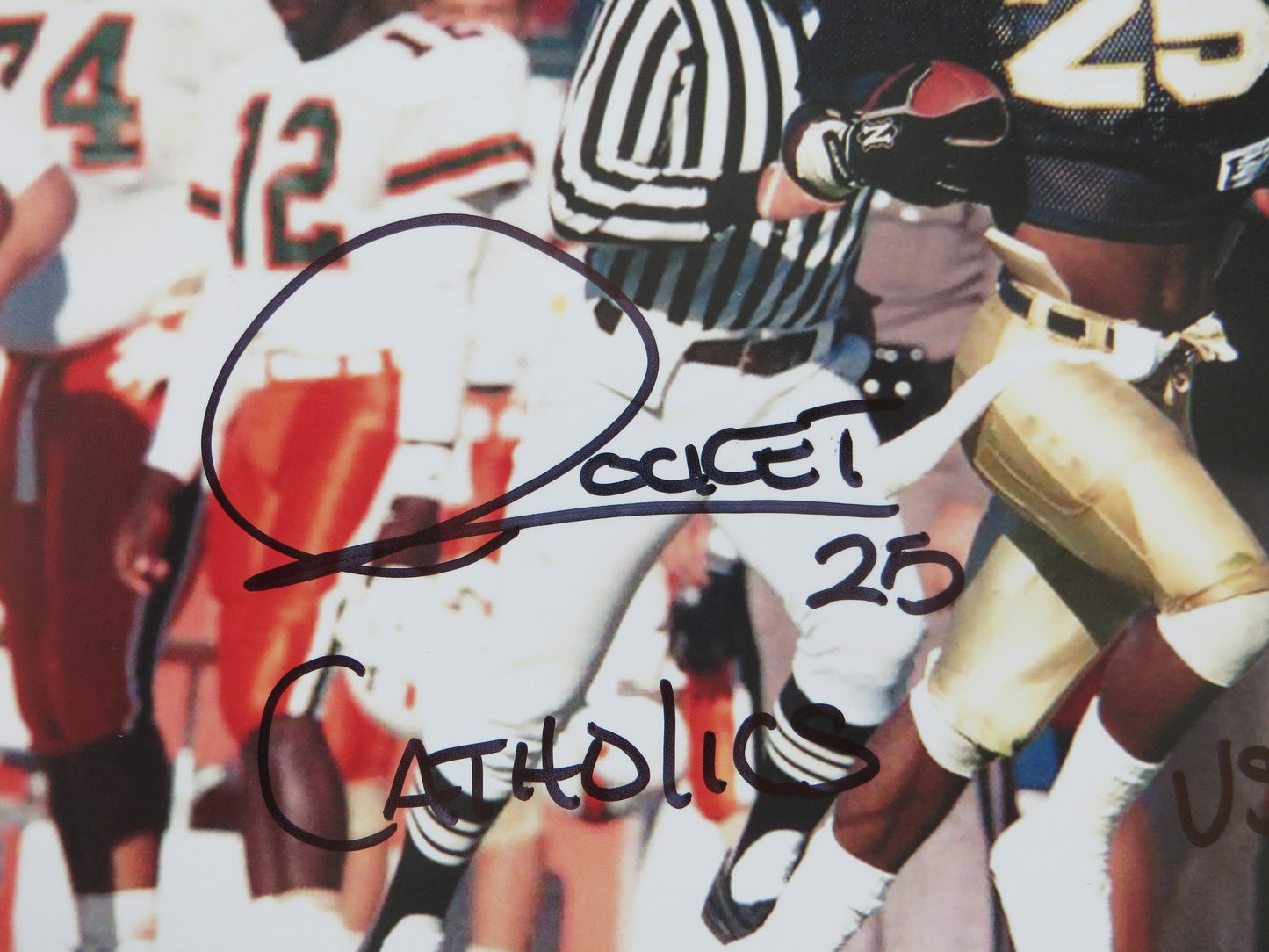 RAGHIB ROCKET ISMAIL SIGNED Notre Dame vs Miami 8x10 PHOTO wCathsvsConvicts BAS