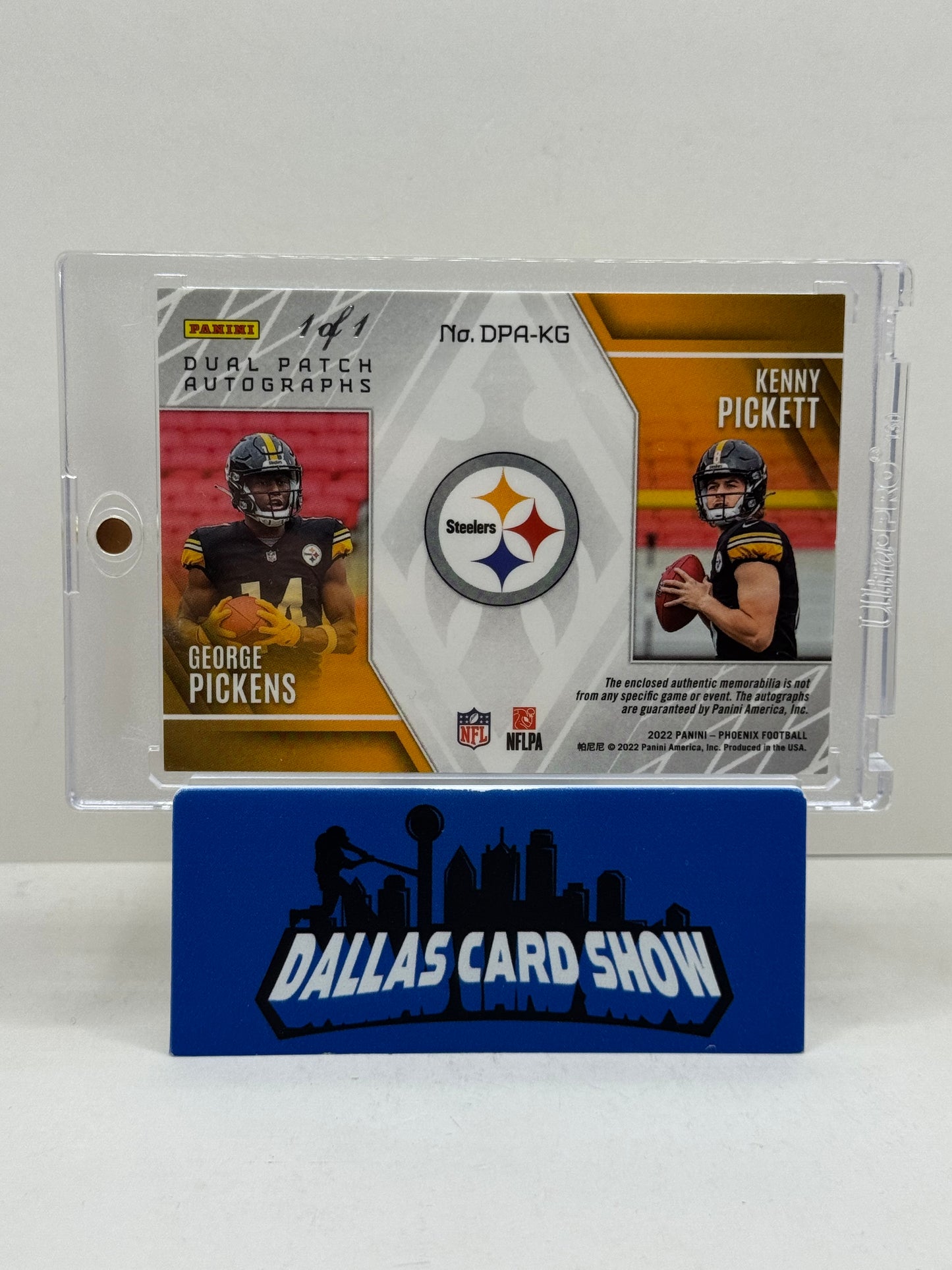 2022 Panini Phoenix GOLD VINYL #1/1 Rookie Dual Patch Autograph George Pickens/Kenny Pickett #DPA-KG