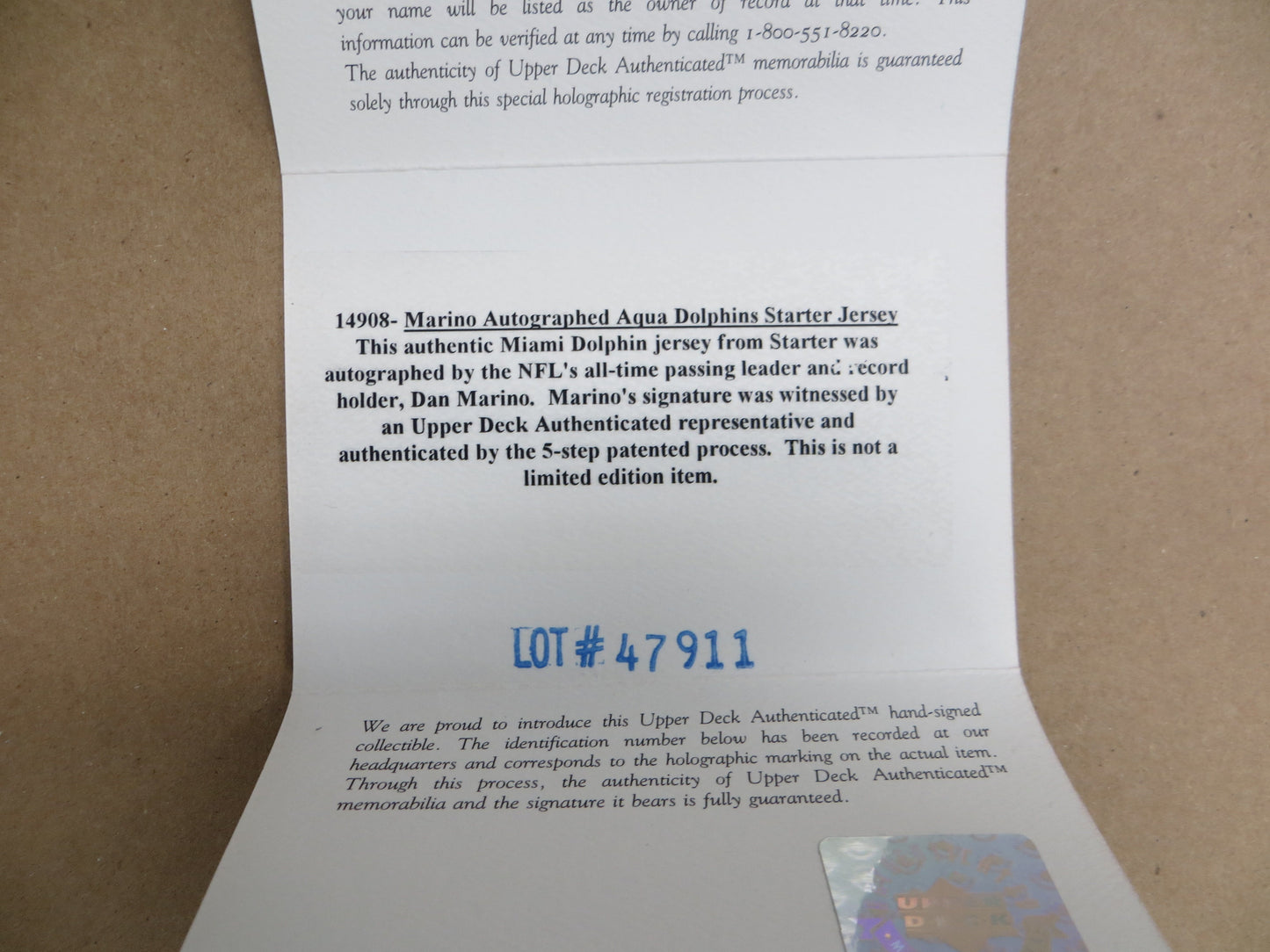 DAN MARINO SIGNED Miami Dolphins AUTHENTIC STARTER JERSEY NWT UDA BOX