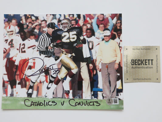 RAGHIB ROCKET ISMAIL SIGNED Notre Dame vs Miami 8x10 PHOTO wCathsvsConvicts BAS