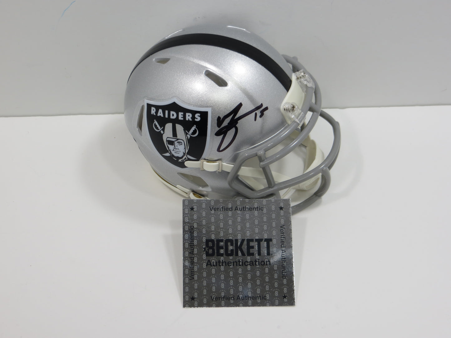 MICHAEL CRABTREE SIGNED OAKLAND RAIDERS Riddell MINI HELMET Texas Tech BAS