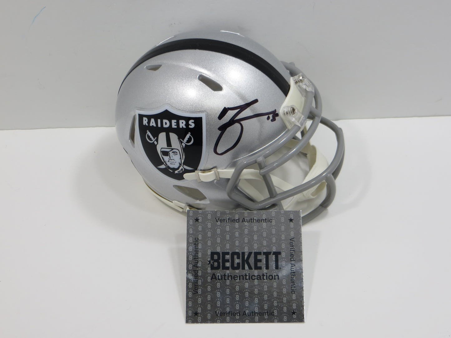 MICHAEL CRABTREE SIGNED OAKLAND RAIDERS Riddell MINI HELMET Texas Tech BAS
