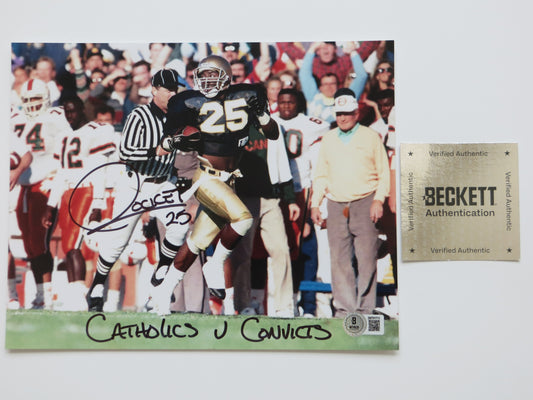 RAGHIB ROCKET ISMAIL SIGNED Notre Dame vs Miami 8x10 PHOTO wCathsvsConvicts BAS