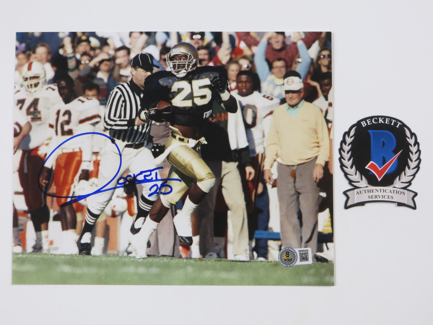 RAGHIB ROCKET ISMAIL SIGNED 8x10 NOTRE DAME IRISH vs MIAMI PHOTO BAS COA