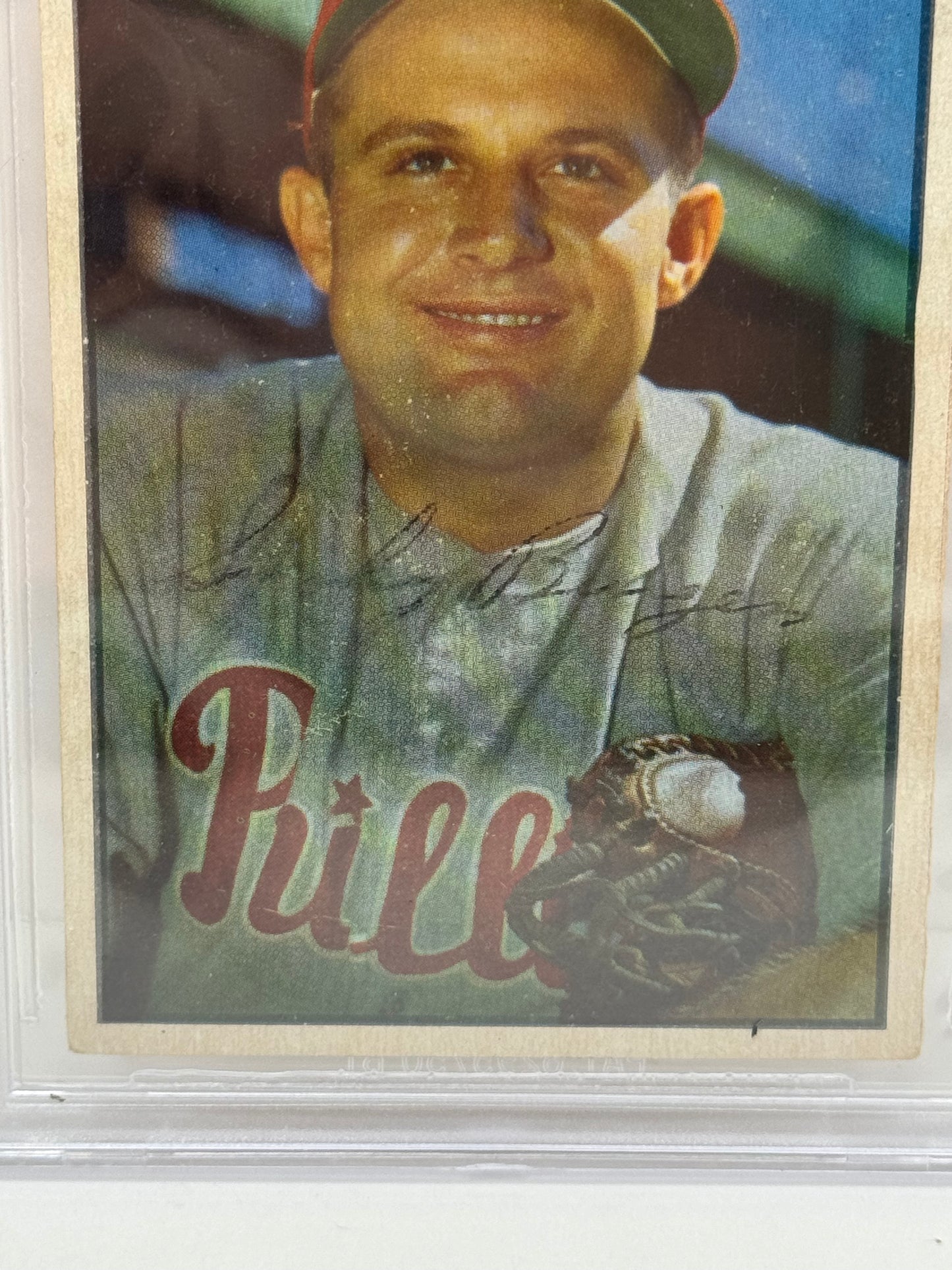 1953 Bowman Color Smoky Burgess #28 Auto Beckett Authenticated Deceased in 1991