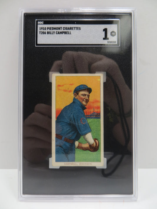 1910 Piedmont Cigarettes T206 Billy Campbell SGC 1