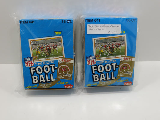1982 FLEER TEAMS IN ACTION FOOTBALL EMPTY WAX BOX Lot of 2 BOXES