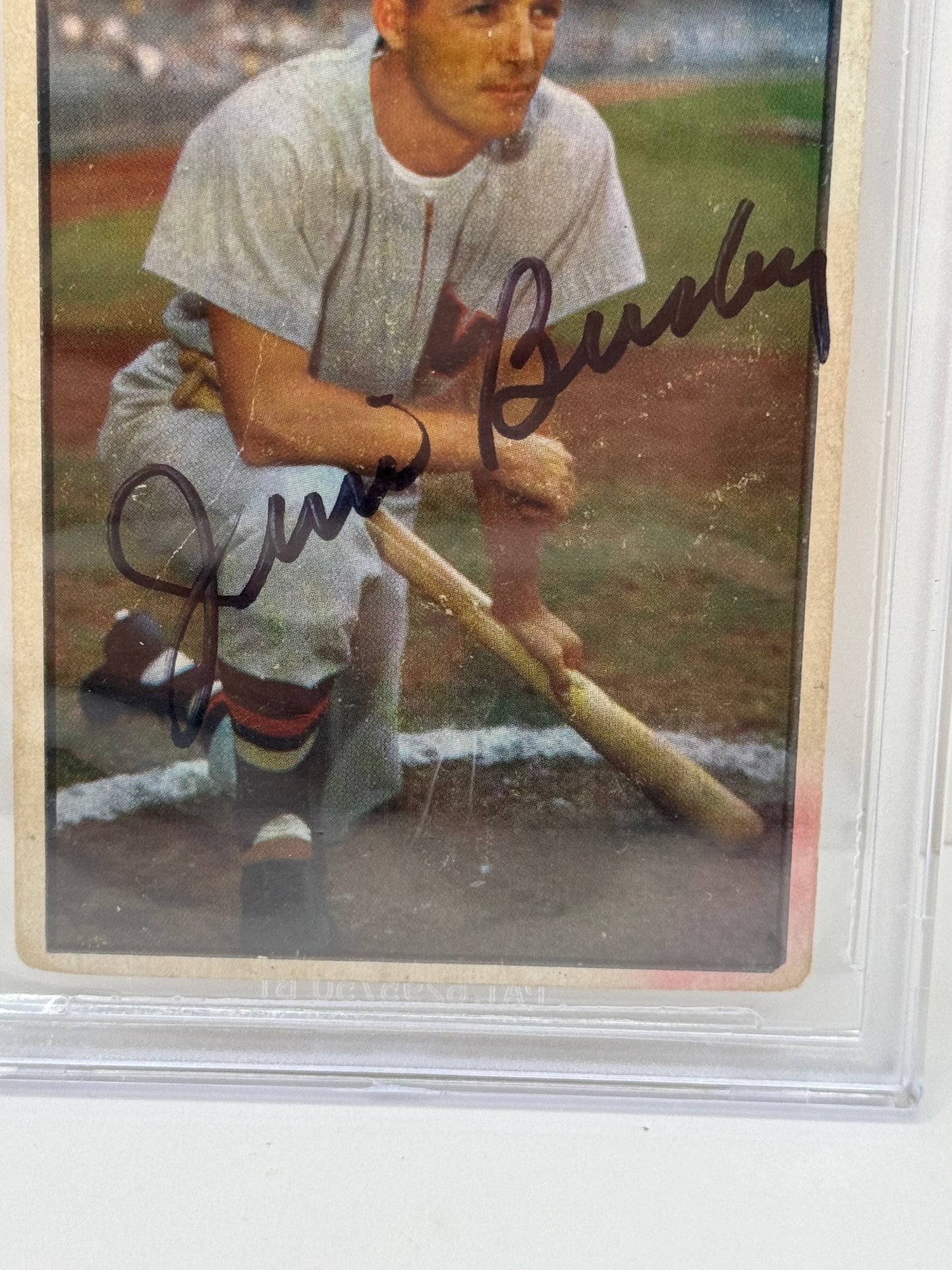 1953 Bowman Color Jim Busby #15 Auto Beckett Authentic Deceased in 1996