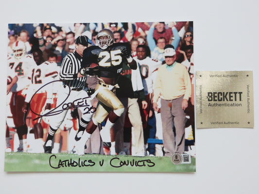 RAGHIB ROCKET ISMAIL SIGNED Notre Dame vs Miami 8x10 PHOTO wCathsvsConvicts BAS