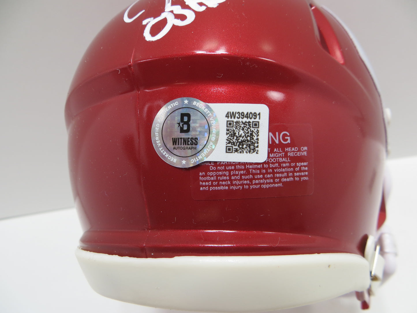 OKLAHOMA OU SOONERS HEISMAN SIGNED MINI HELMET White Sims Owens BAS