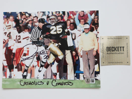 RAGHIB ROCKET ISMAIL SIGNED Notre Dame vs Miami 8x10 PHOTO wCathsvsConvicts BAS