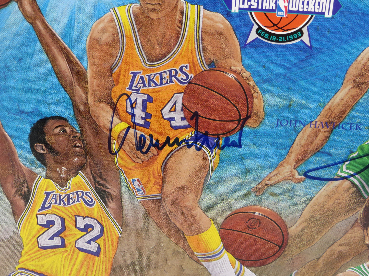 JERRY WEST JOHN HAVLICEK SIGNED LAKERS vs CELTICS Legends of the Game C SHEET UDA