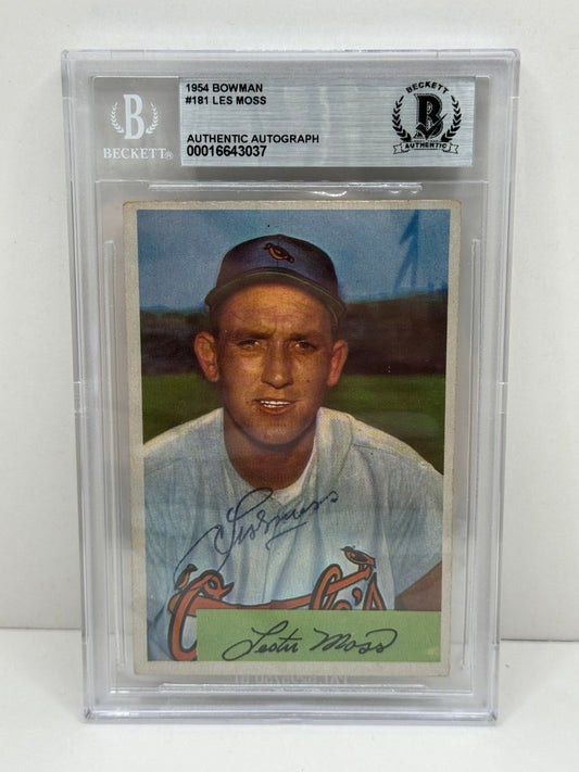 1954 Bowman Les Moss #181 Auto Beckett Authentic Deceased in 2012
