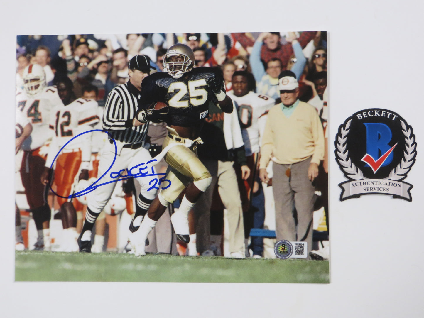RAGHIB ROCKET ISMAIL SIGNED 8x10 NOTRE DAME IRISH vs MIAMI PHOTO BAS COA
