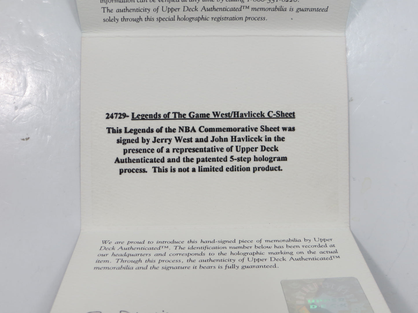 JERRY WEST JOHN HAVLICEK SIGNED LAKERS vs CELTICS Legends of the Game C SHEET UDA