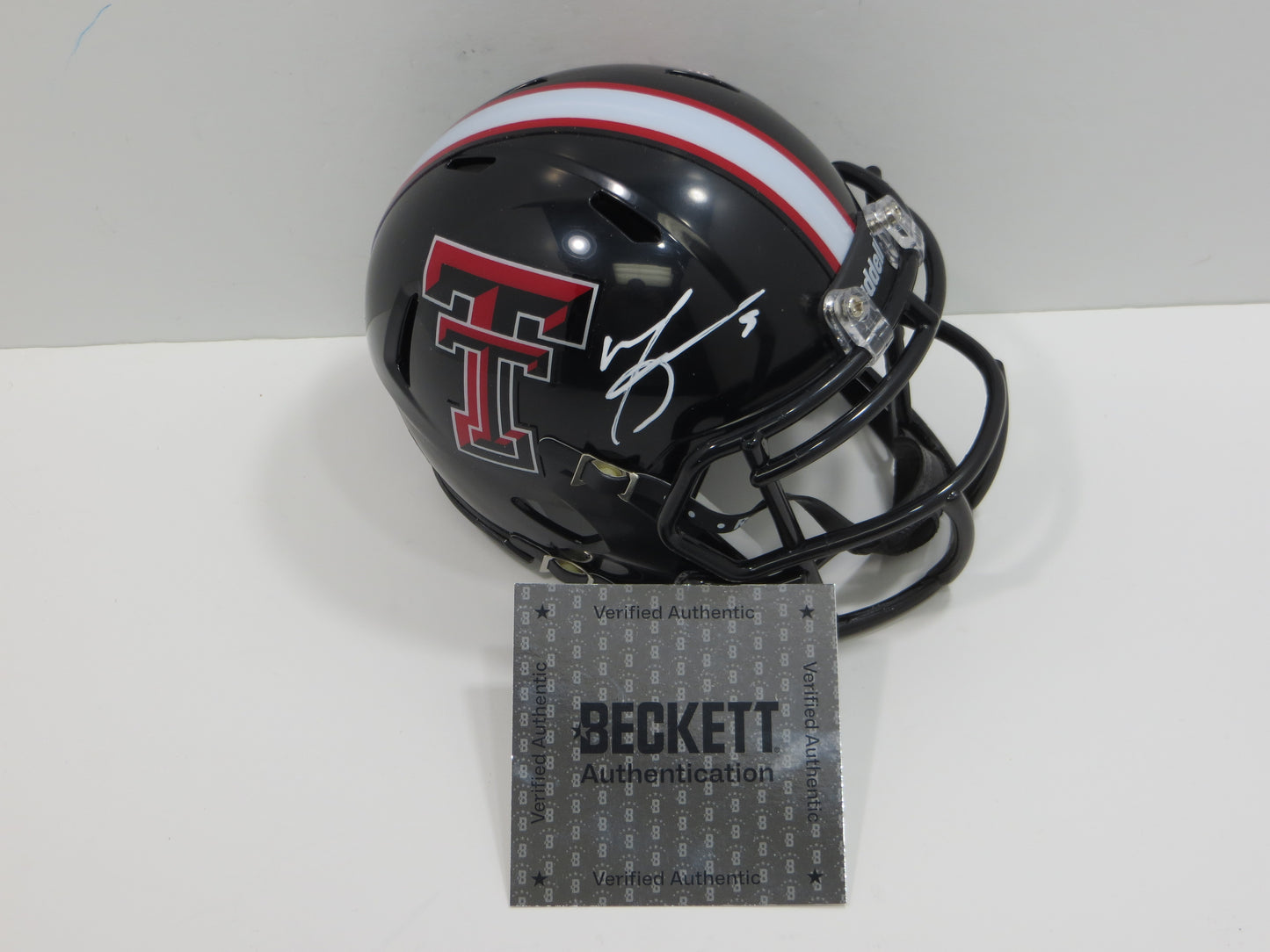 MICHAEL CRABTREE SIGNED TEXAS TECH RED RAIDERS Riddell MINI HELMET BAS