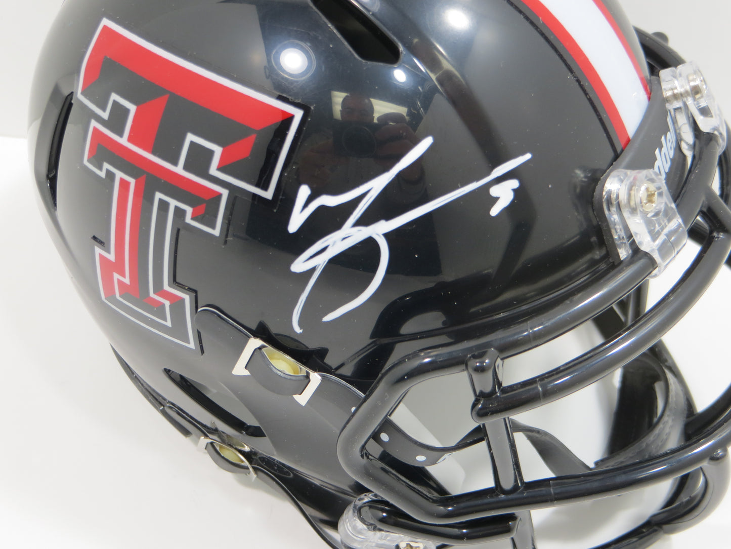 MICHAEL CRABTREE SIGNED TEXAS TECH RED RAIDERS Riddell MINI HELMET BAS