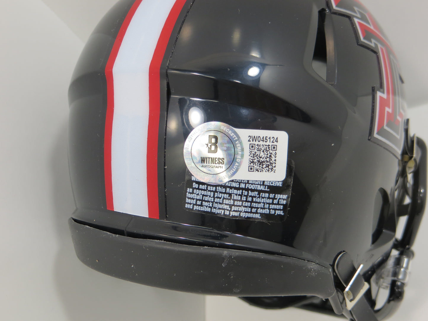 MICHAEL CRABTREE SIGNED TEXAS TECH RED RAIDERS Riddell MINI HELMET BAS