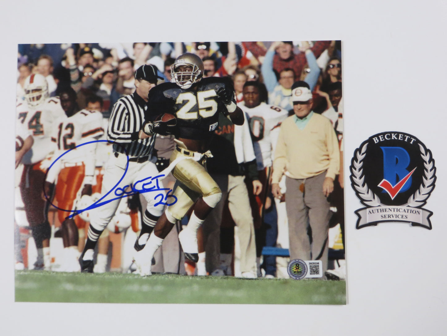RAGHIB ROCKET ISMAIL SIGNED 8x10 NOTRE DAME IRISH vs MIAMI PHOTO BAS COA