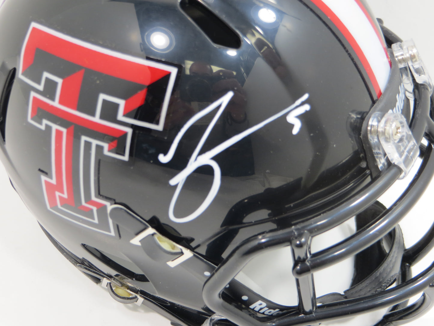 MICHAEL CRABTREE SIGNED TEXAS TECH RED RAIDERS Riddell MINI HELMET BAS