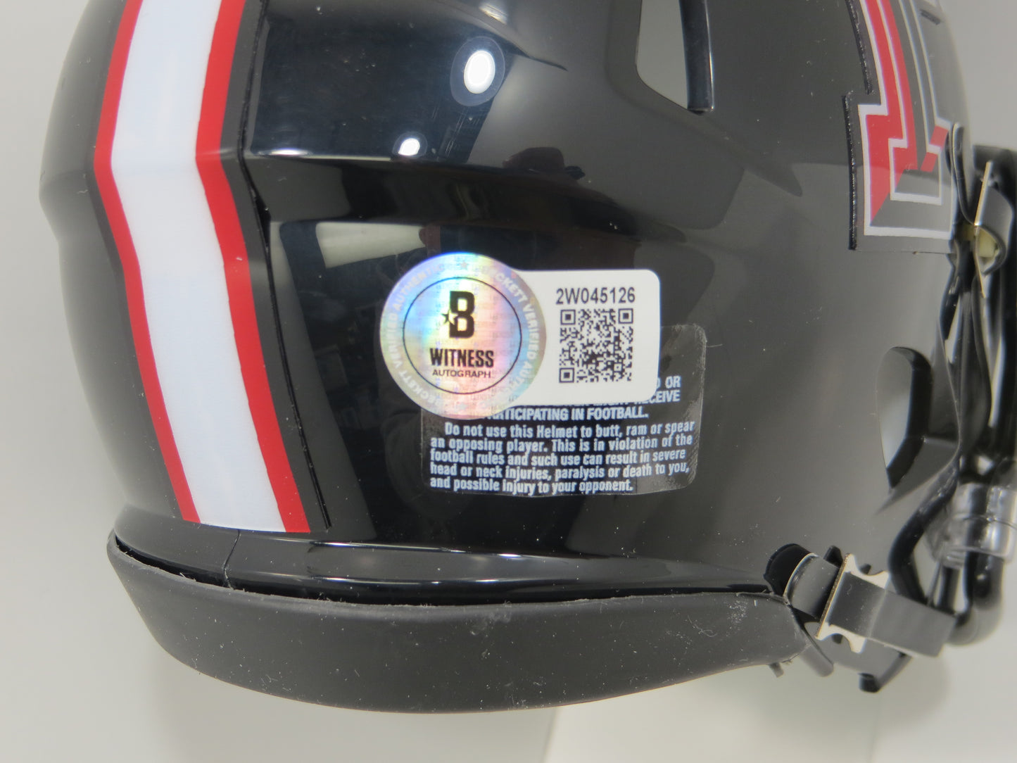 MICHAEL CRABTREE SIGNED TEXAS TECH RED RAIDERS Riddell MINI HELMET BAS