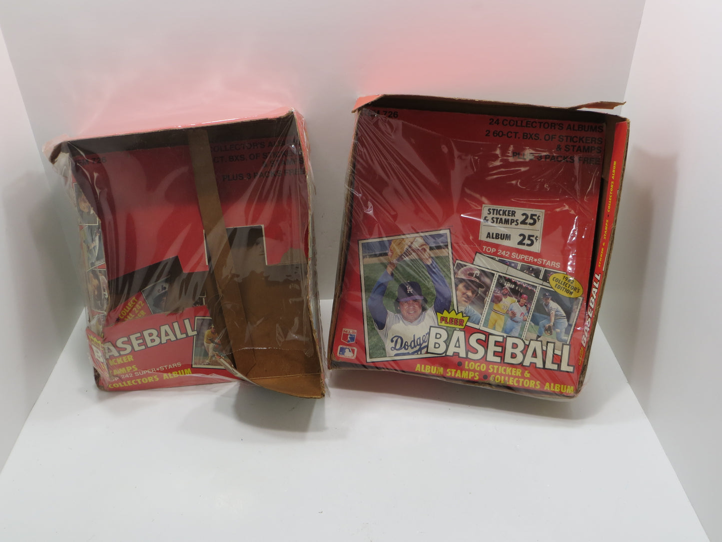 1982 FLEER STICKERS BASEBALL EMPTY WAX BOX Lot of 2 BOXES