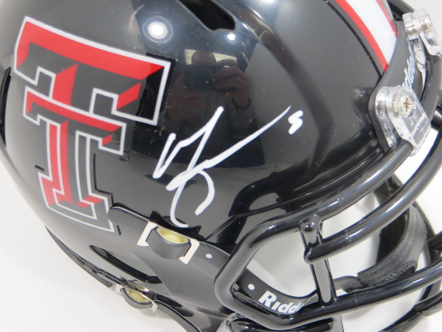 MICHAEL CRABTREE SIGNED TEXAS TECH RED RAIDERS Riddell MINI HELMET BAS