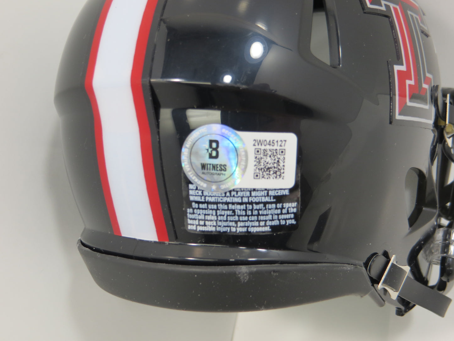 MICHAEL CRABTREE SIGNED TEXAS TECH RED RAIDERS Riddell MINI HELMET BAS