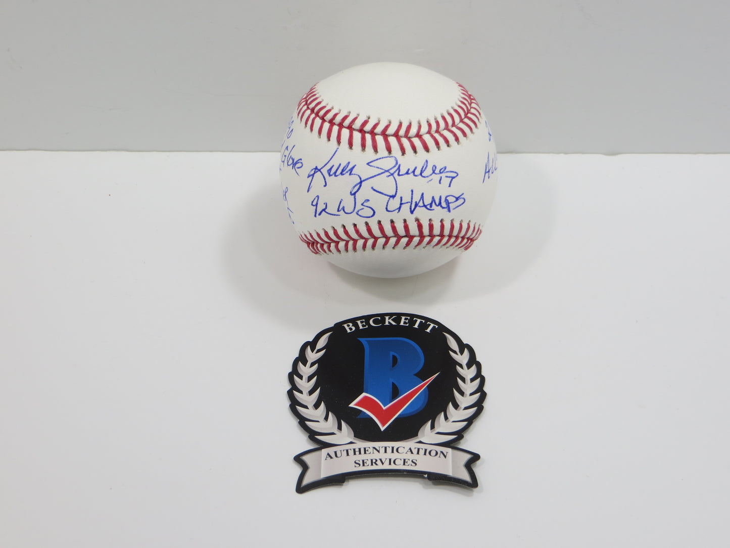 KELLY GRUBER SIGNED RAWLINGS OFFICIAL MAJOR LEAGUE BASEBALL TORONTO BLUE JAYS BAS