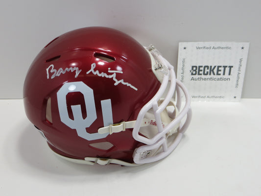 BARRY SWITZER OKLAHOMA OU SOONERS SIGNED MINI HELMET Cowboys BAS