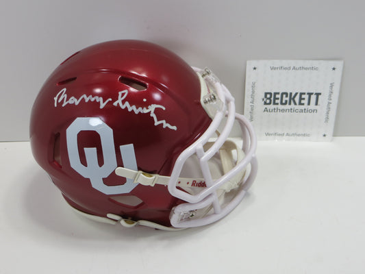 BARRY SWITZER OKLAHOMA OU SOONERS SIGNED MINI HELMET Cowboys BAS