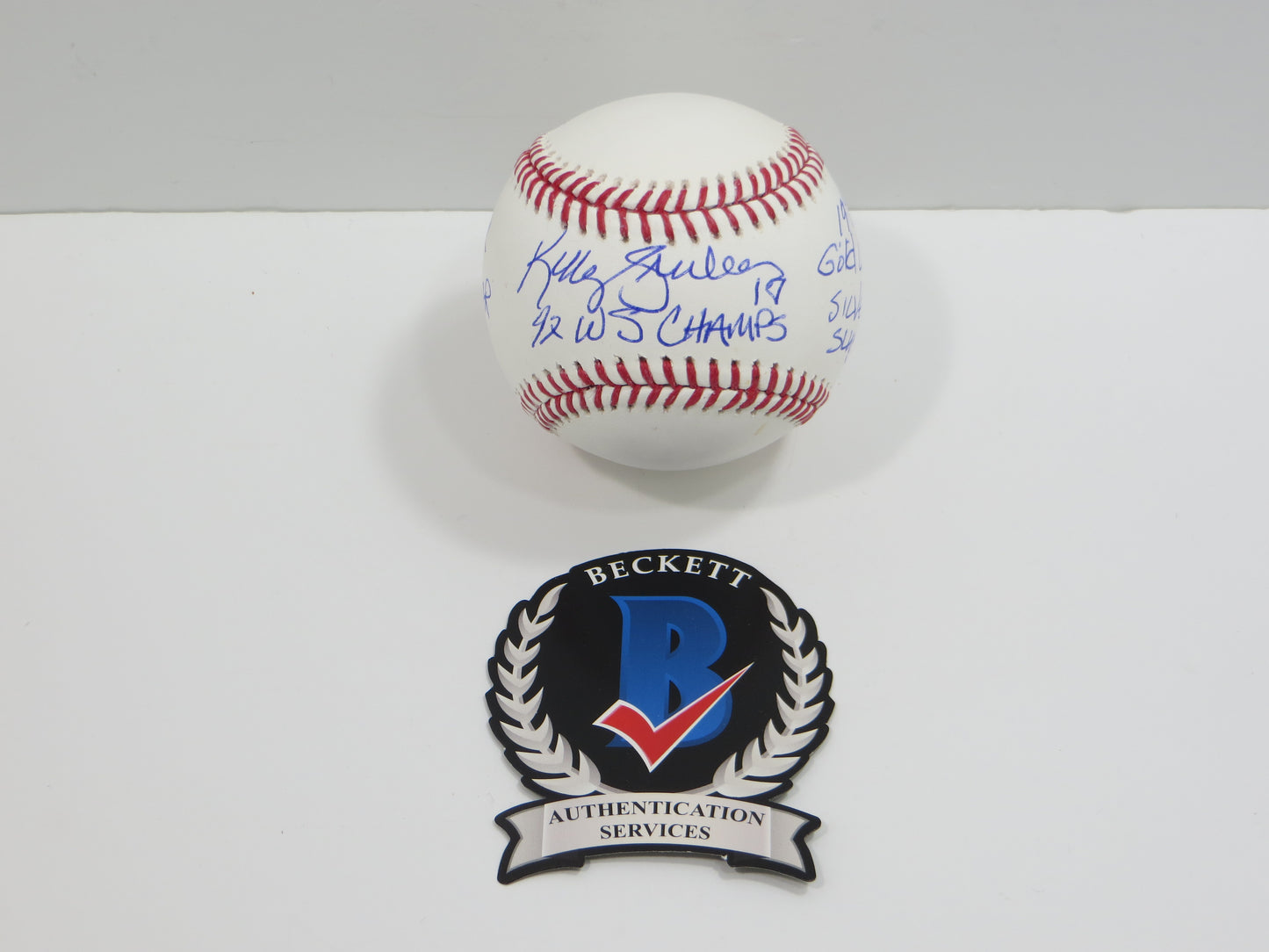 KELLY GRUBER SIGNED RAWLINGS OFFICIAL MAJOR LEAGUE BASEBALL TORONTO BLUE JAYS BAS