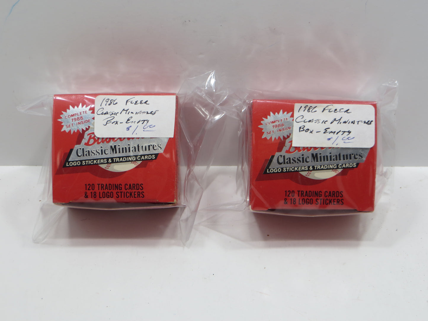 1982 FLEER CLASSIC BASEBALL MINATURES EMPTY BOX Lot of 2 BOXES