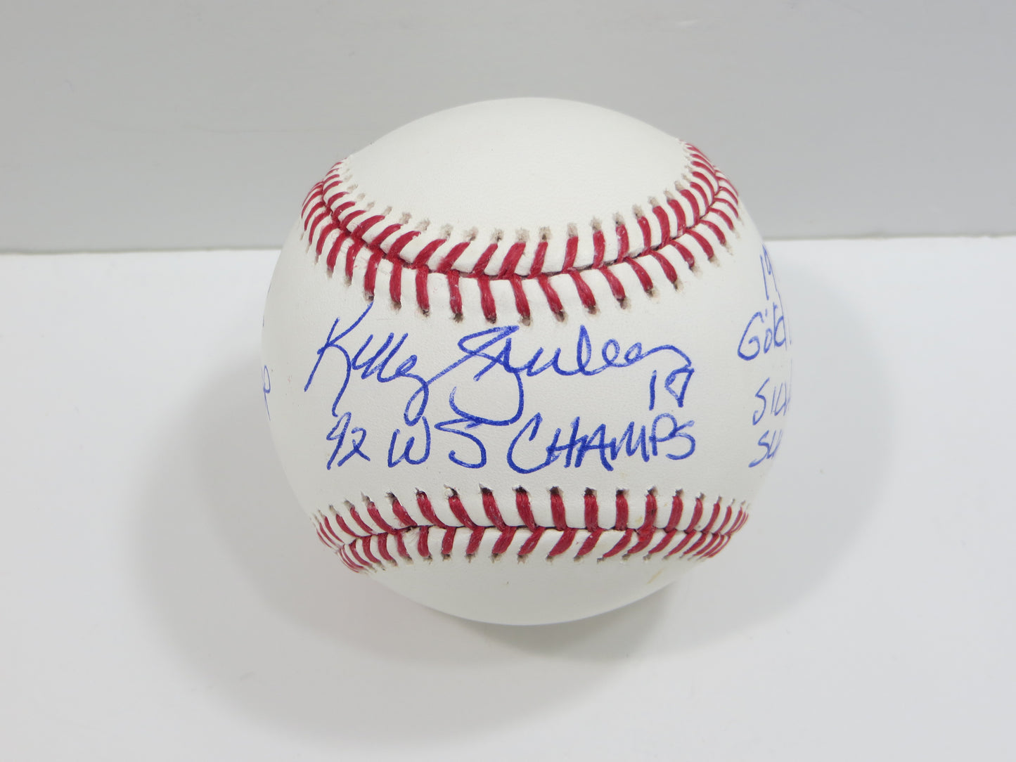 KELLY GRUBER SIGNED RAWLINGS OFFICIAL MAJOR LEAGUE BASEBALL TORONTO BLUE JAYS BAS