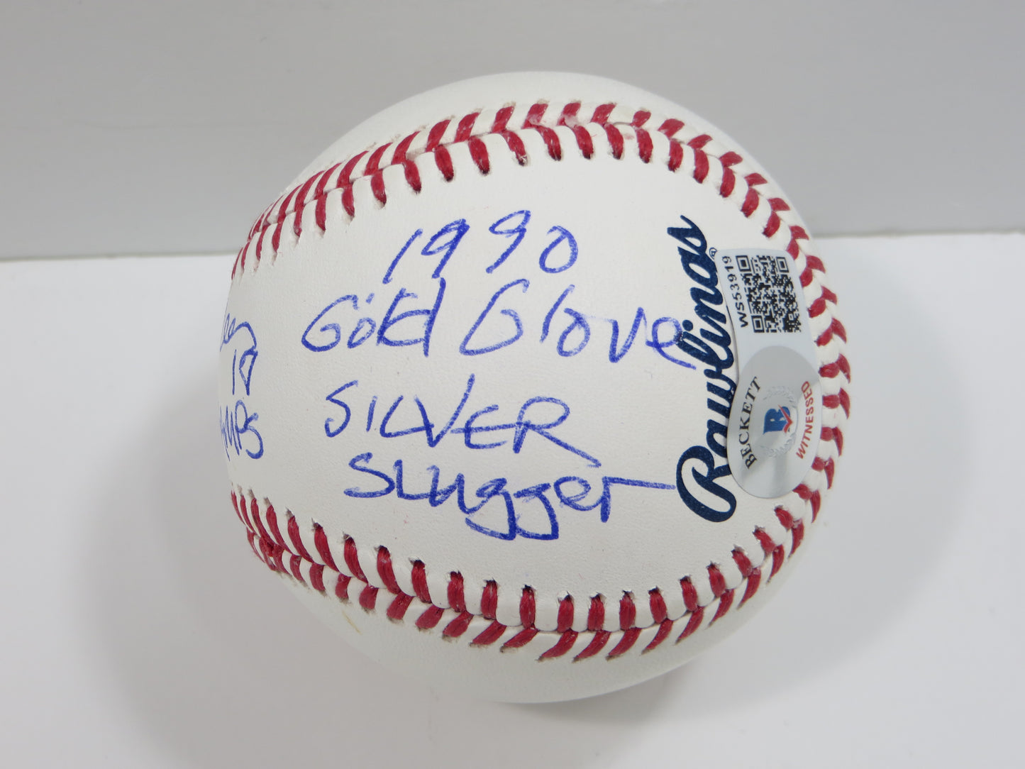 KELLY GRUBER SIGNED RAWLINGS OFFICIAL MAJOR LEAGUE BASEBALL TORONTO BLUE JAYS BAS