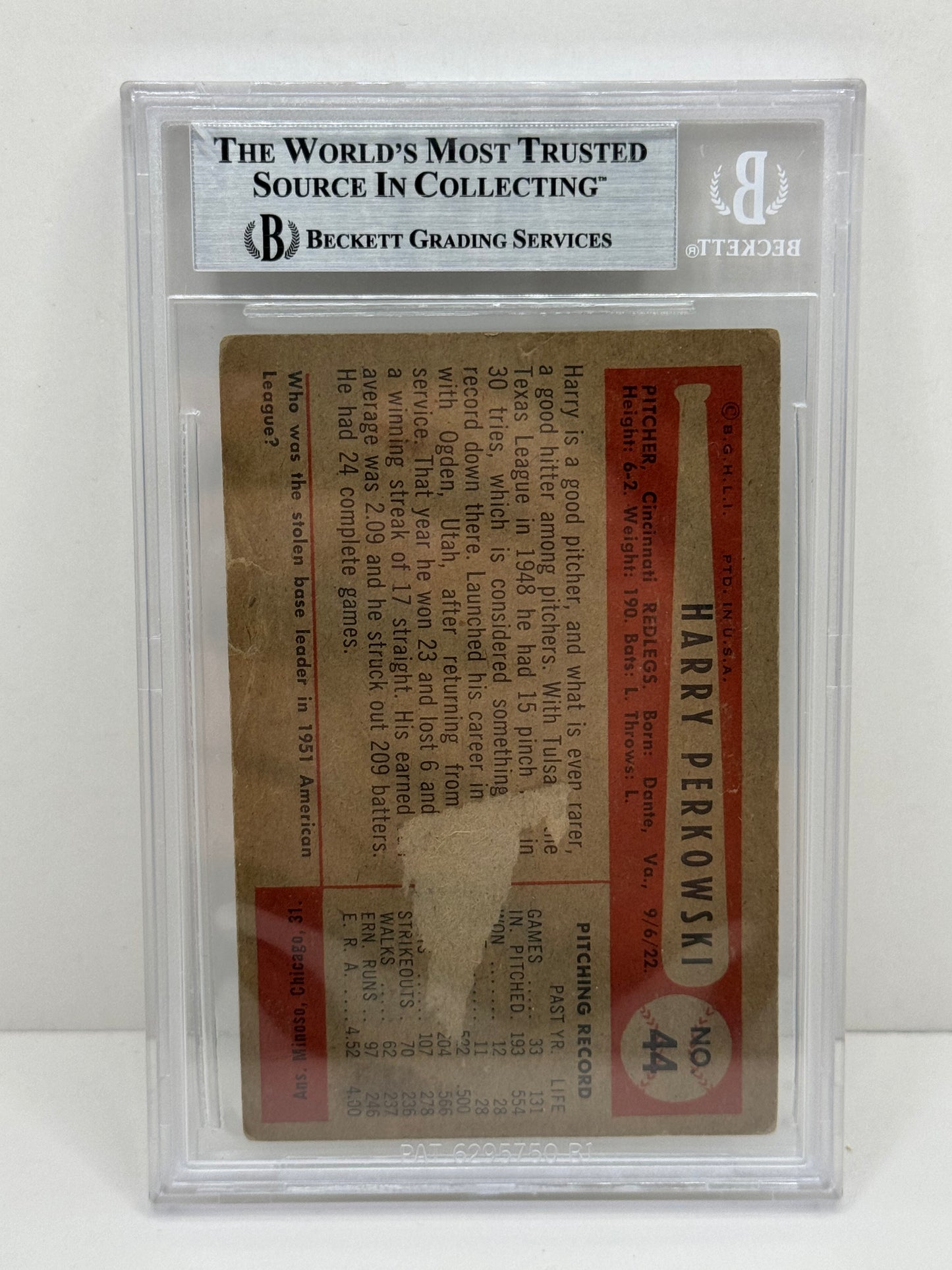 1954 Bowman Harry Perkowski #44 Auto Beckett Authentic Deceased in 2016