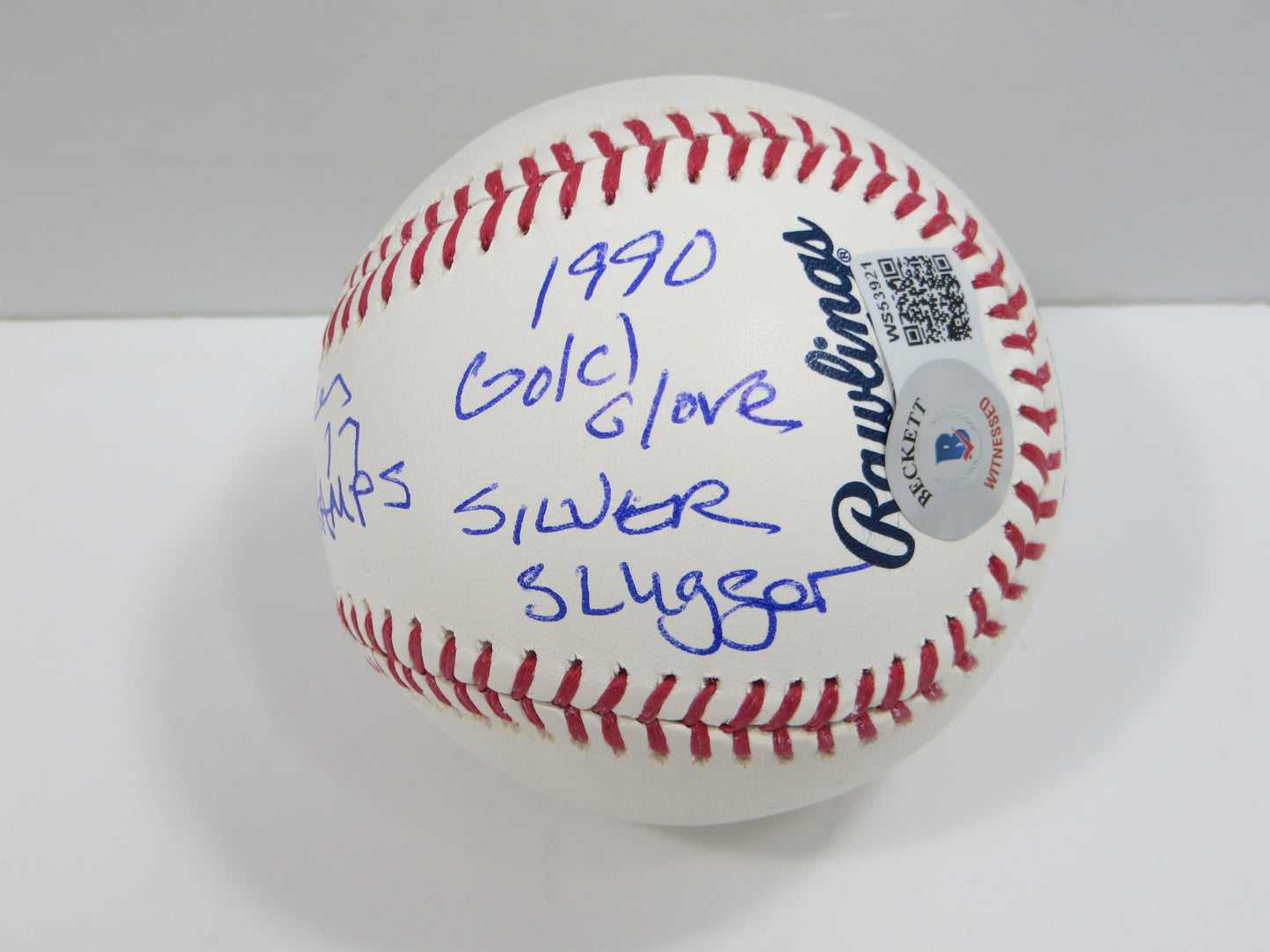 KELLY GRUBER SIGNED RAWLINGS OFFICIAL MAJOR LEAGUE BASEBALL TORONTO BLUE JAYS BAS