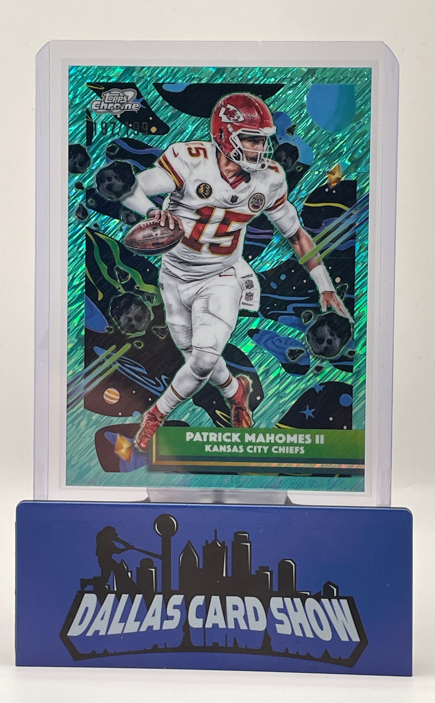 2025 Topps Chrome Cosmic #47 Patrick Mahomes Teal Shimmer /199