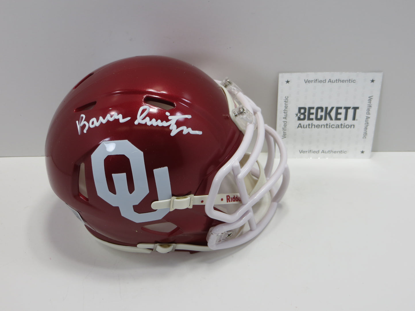 BARRY SWITZER OKLAHOMA OU SOONERS SIGNED MINI HELMET Cowboys BAS