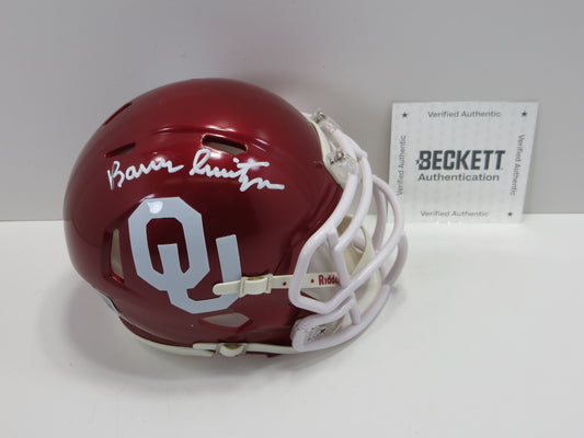 BARRY SWITZER OKLAHOMA OU SOONERS SIGNED MINI HELMET Cowboys BAS