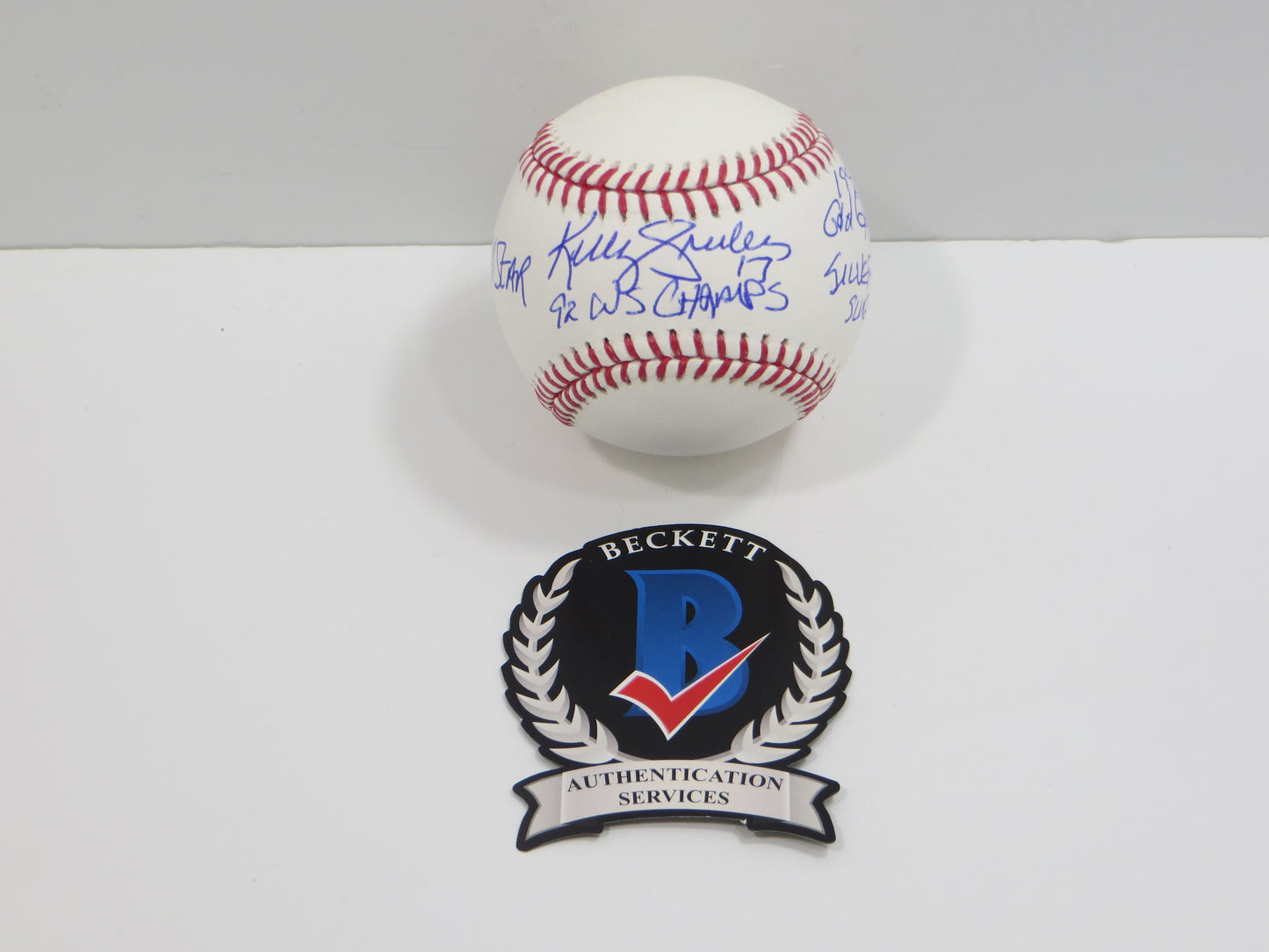 KELLY GRUBER SIGNED RAWLINGS OFFICIAL MAJOR LEAGUE BASEBALL TORONTO BLUE JAYS BAS