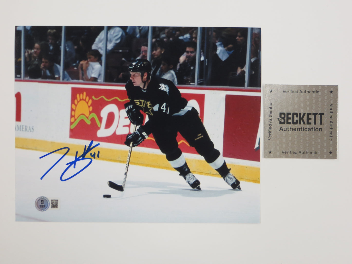 TONY HRKAC DALLAS STARS SIGNED 8x10 HOCKEY PHOTO PUCK CONTROL BAS COA