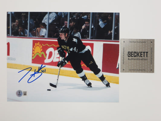 TONY HRKAC DALLAS STARS SIGNED 8x10 HOCKEY PHOTO PUCK CONTROL BAS COA