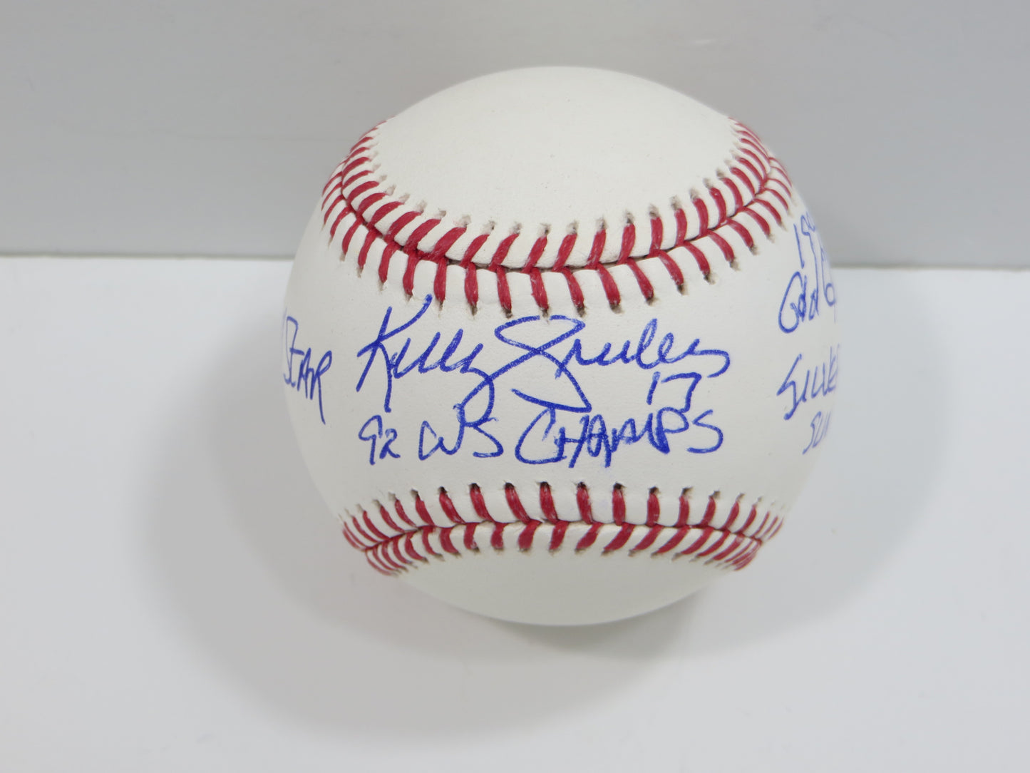 KELLY GRUBER SIGNED RAWLINGS OFFICIAL MAJOR LEAGUE BASEBALL TORONTO BLUE JAYS BAS