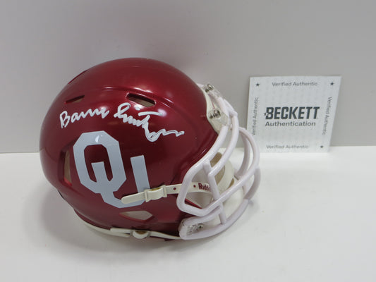 BARRY SWITZER OKLAHOMA OU SOONERS SIGNED MINI HELMET Cowboys BAS