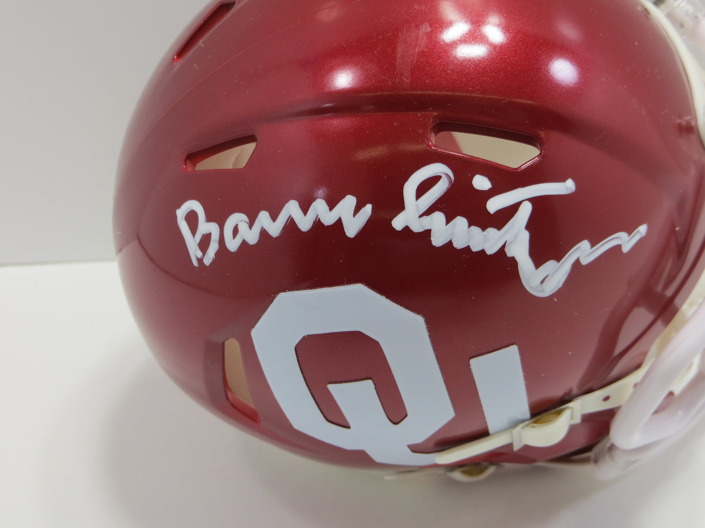 BARRY SWITZER OKLAHOMA OU SOONERS SIGNED MINI HELMET Cowboys BAS